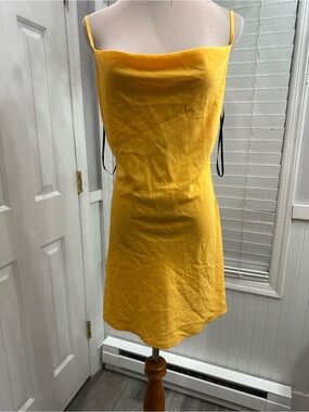 Forever 21 Yellow Mini Slip Dress with Spaghetti Straps